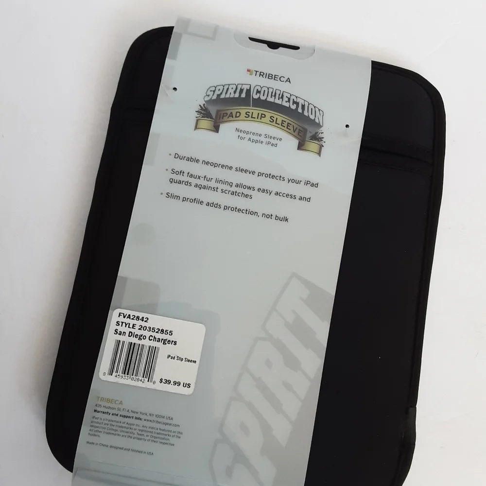 TRIBECA SPIRIT COLLECTIONS IPAD SLIP SLEEVE SAN DIEGO CHARGERS FVA2842 NEW